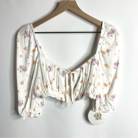 Princess Polly White Floral Caribou Crop Top Size 10 NWT - Picture 5 of 13